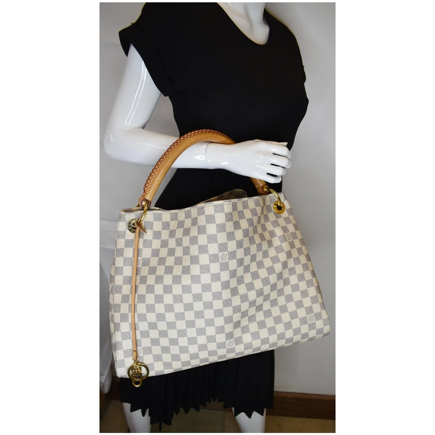 LOUIS VUITTON Artsy MM Damier Azur Shoulder Bag White