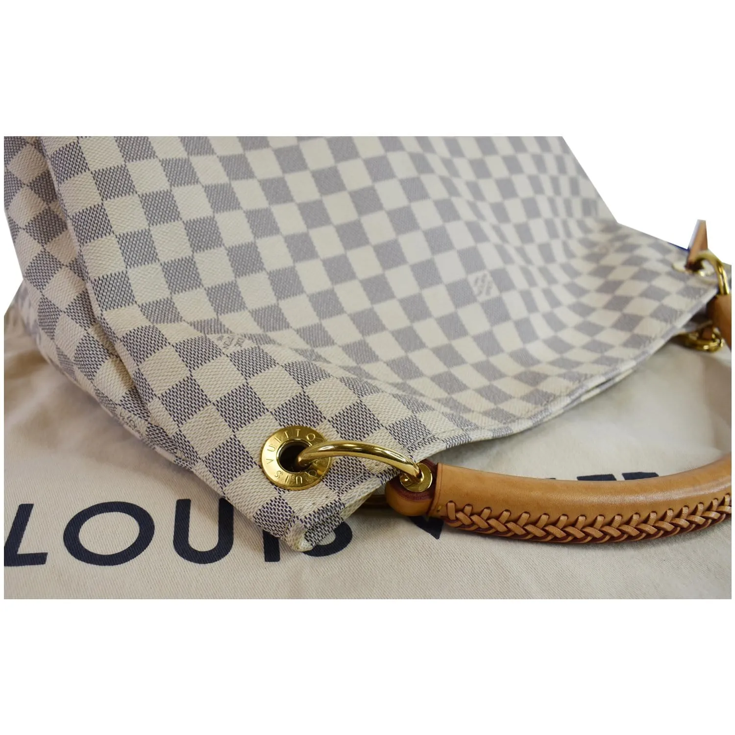 LOUIS VUITTON Artsy MM Damier Azur Shoulder Bag White