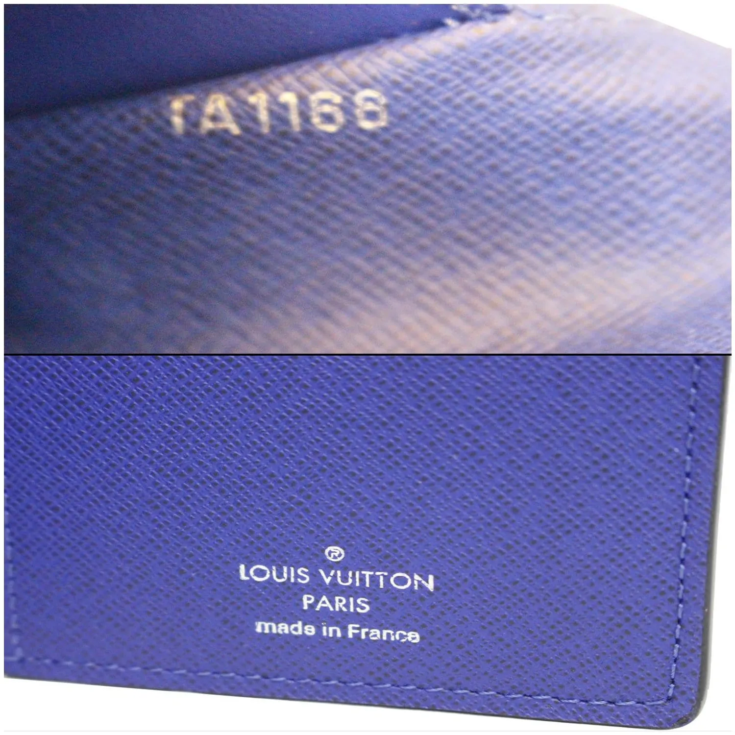 LOUIS VUITTON Brazza Taiga Leather Bifold Wallet Blue