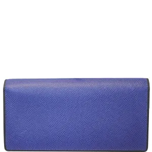 LOUIS VUITTON Brazza Taiga Leather Bifold Wallet Blue