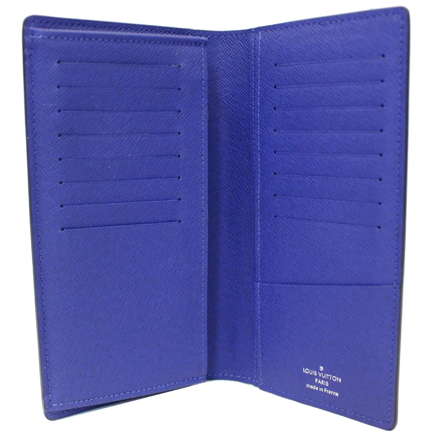 LOUIS VUITTON Brazza Taiga Leather Bifold Wallet Blue