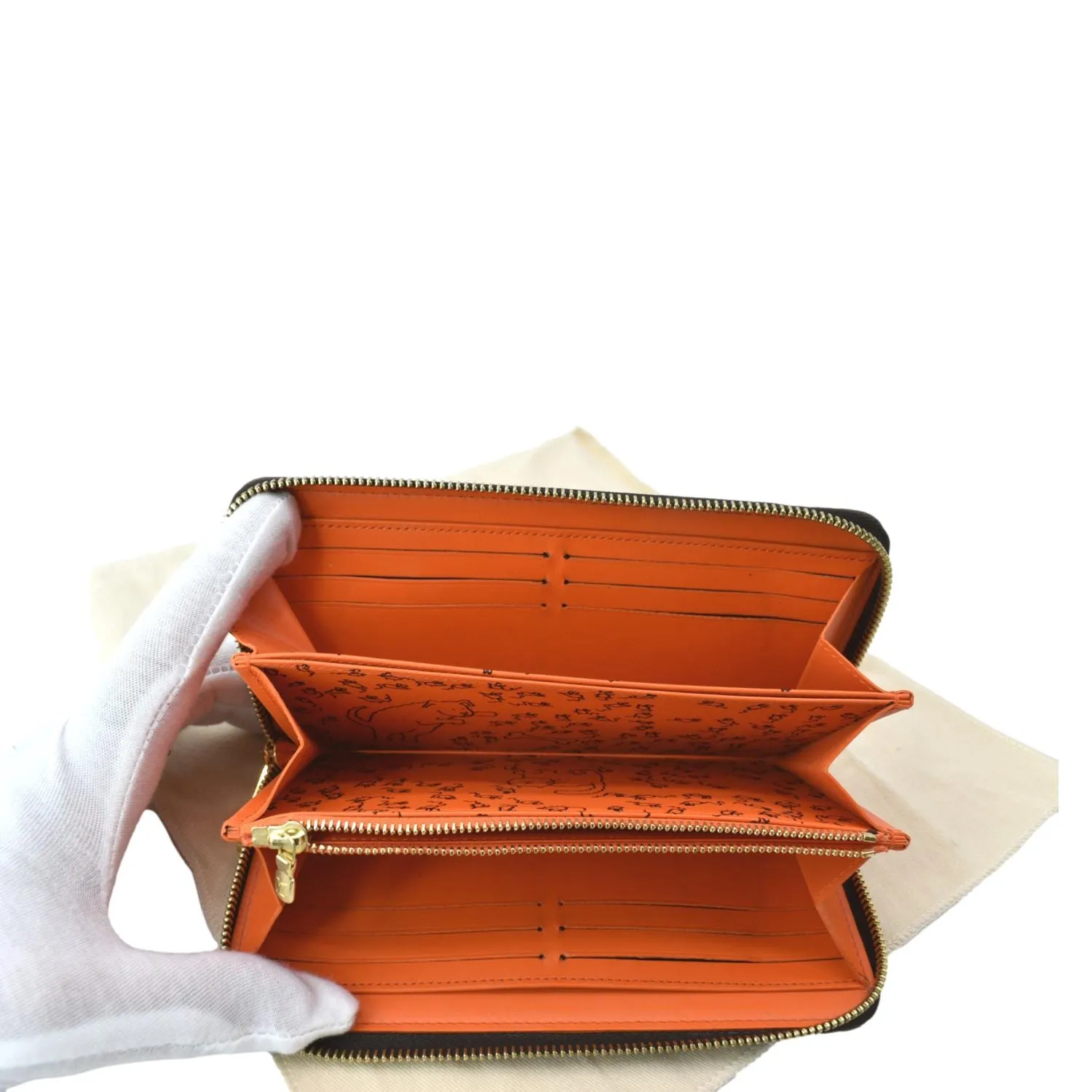 LOUIS VUITTON Catogram Canvas Zippy Wallet Orange