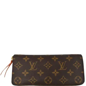 LOUIS VUITTON Clemence Monogram Canvas Zippy Wallet Brown