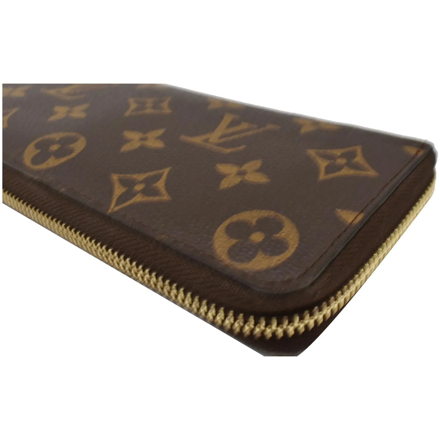 LOUIS VUITTON Clemence Monogram Canvas Zippy Wallet Brown