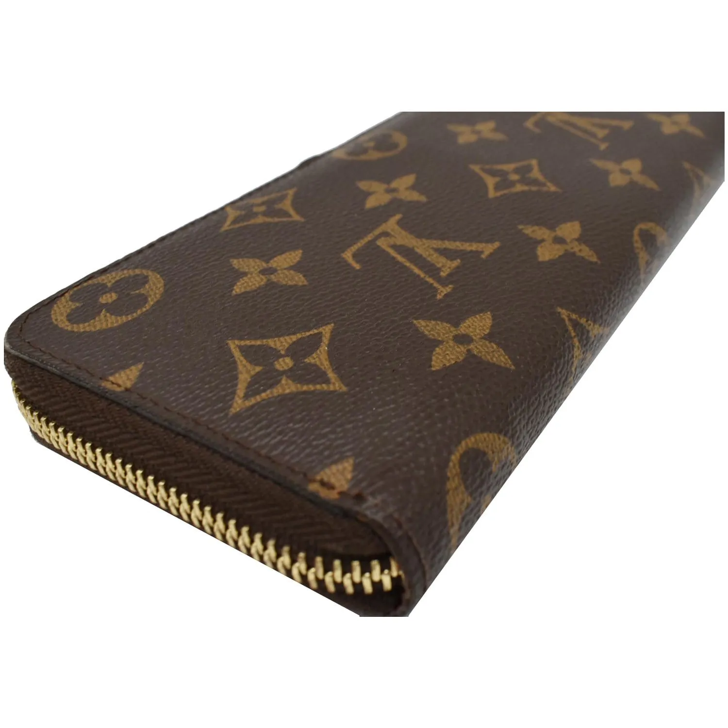 LOUIS VUITTON Clemence Monogram Canvas Zippy Wallet Brown