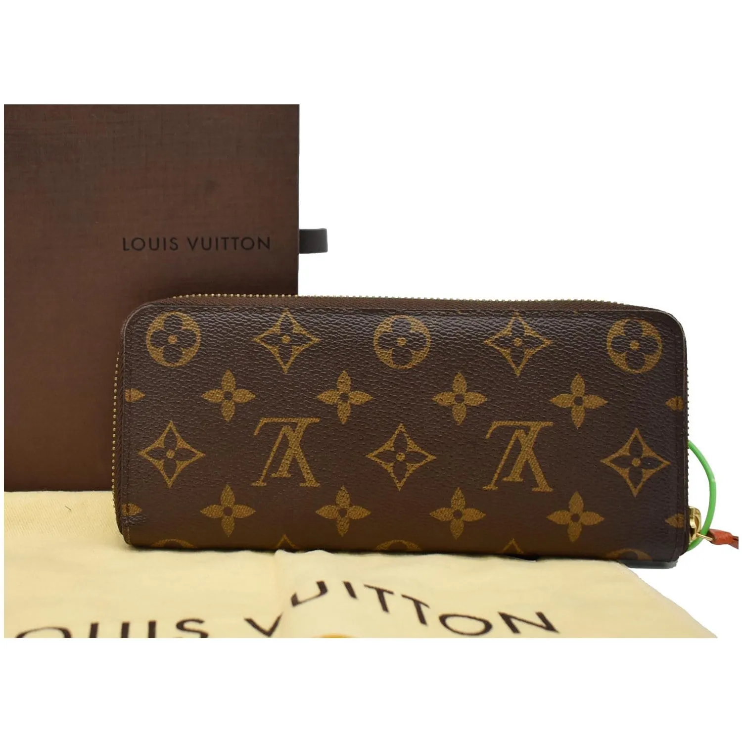 LOUIS VUITTON Clemence Monogram Canvas Zippy Wallet Brown