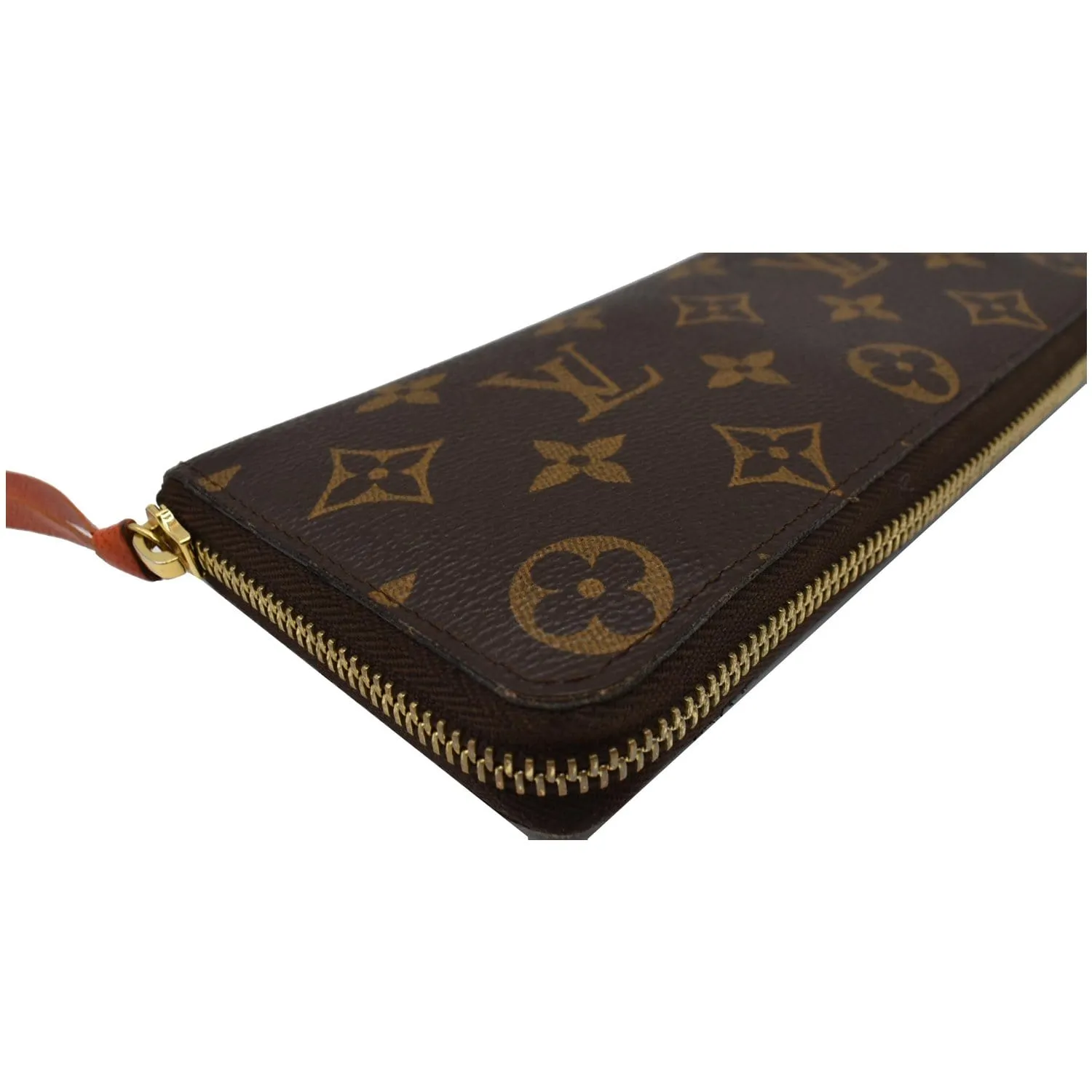 LOUIS VUITTON Clemence Monogram Canvas Zippy Wallet Brown