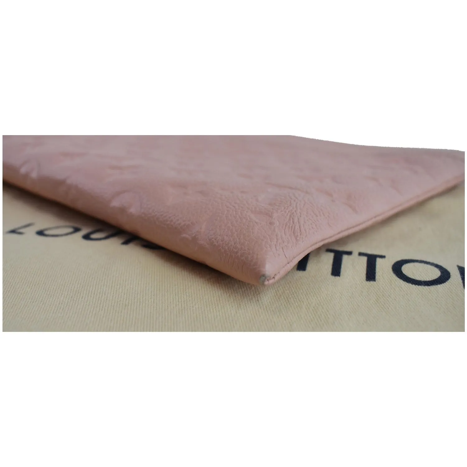 LOUIS VUITTON Daily Pouch Monogram Empreinte Leather Clutch Rose Poudre