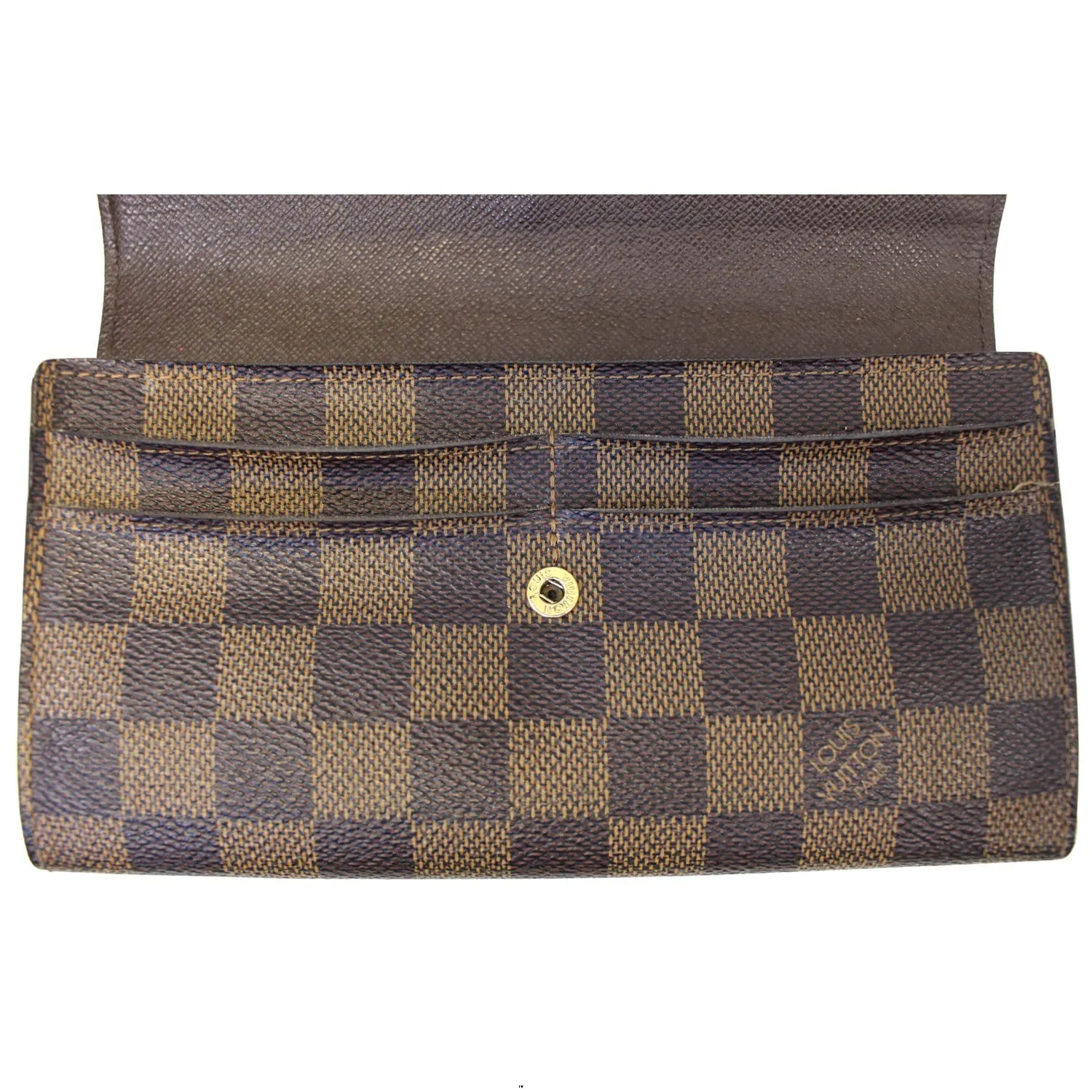 LOUIS VUITTON Damier Ebene Brown Sarah Wallet