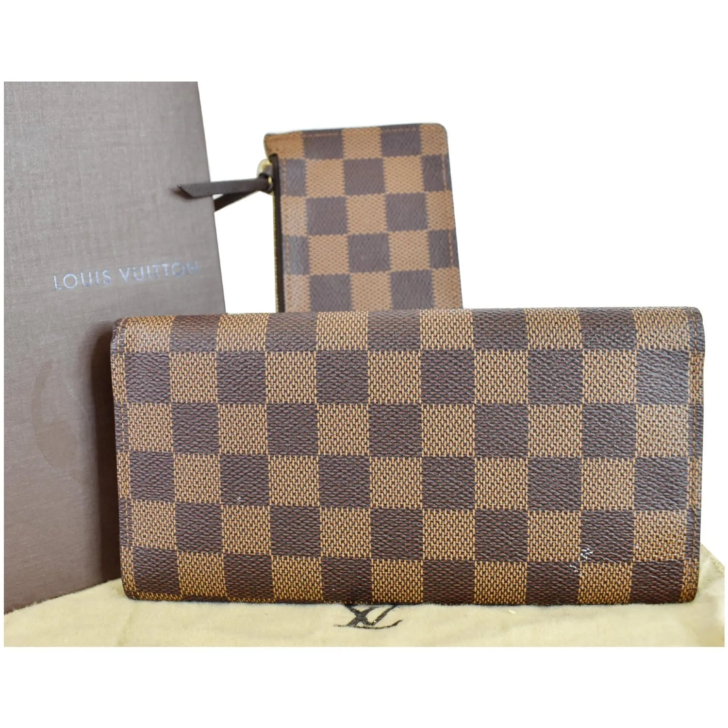 LOUIS VUITTON Josephine Damier Ebene Wallet Brown
