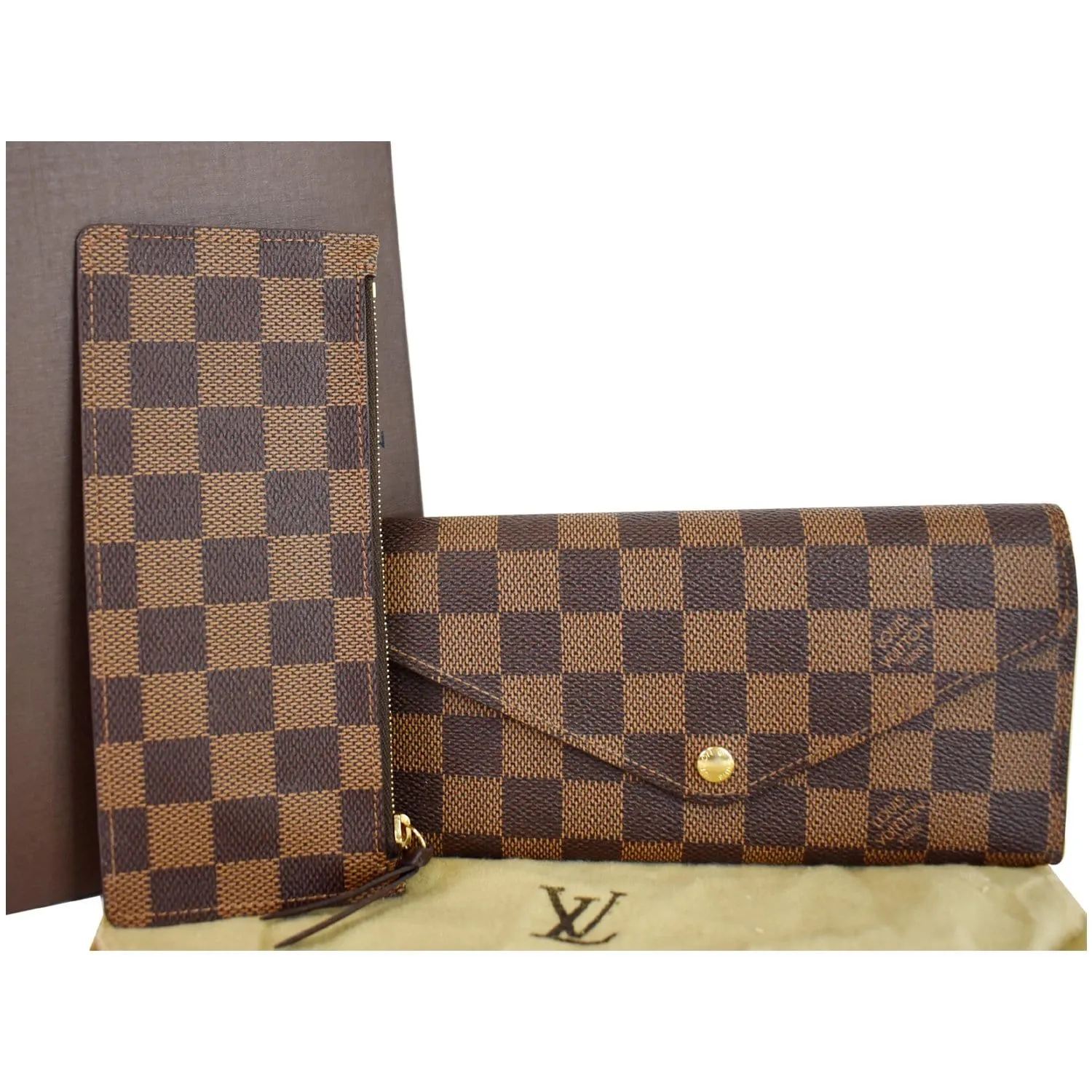LOUIS VUITTON Josephine Damier Ebene Wallet Brown