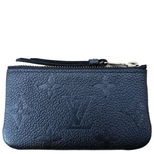 LOUIS VUITTON Key Pouch Empreinte Leather Wallet Blue