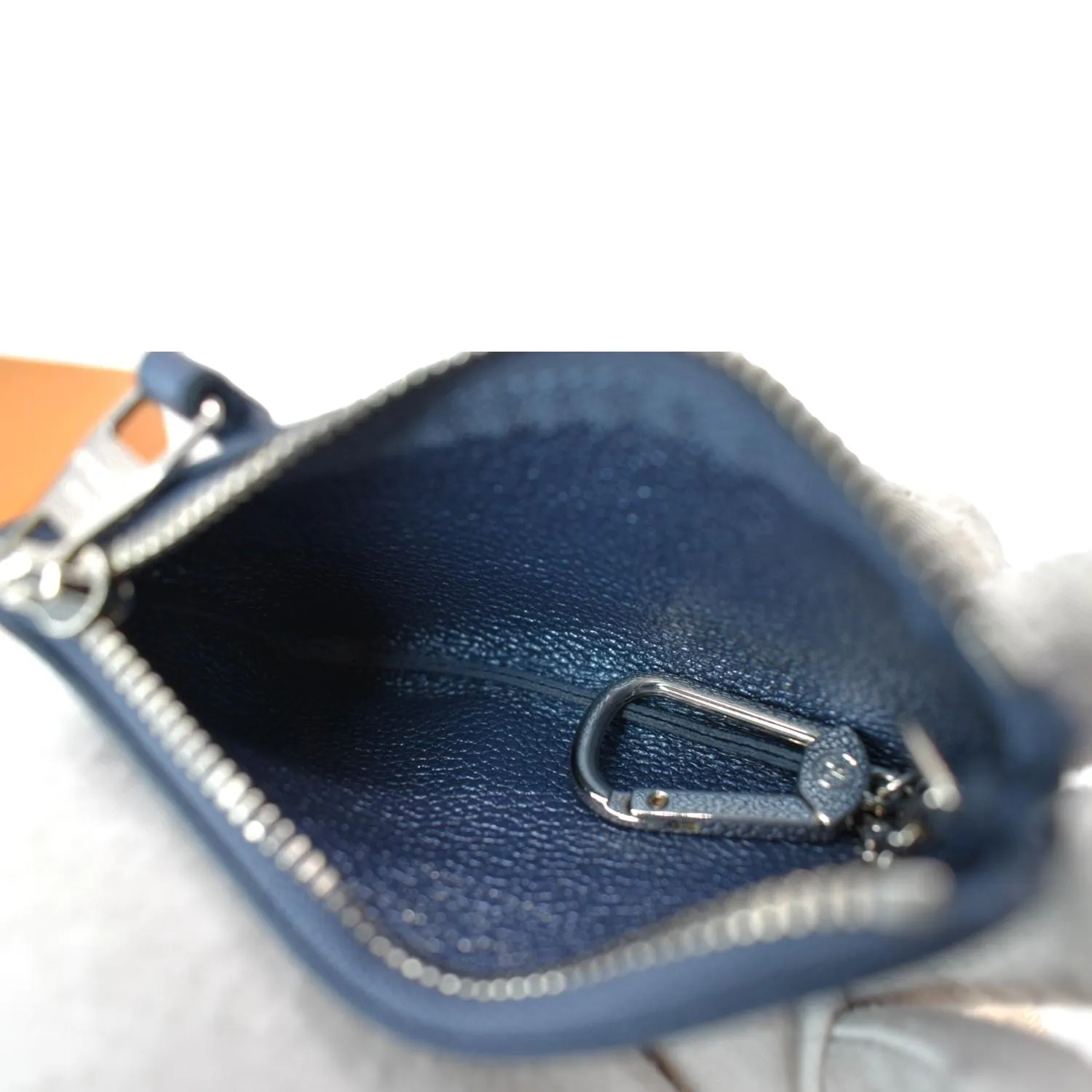 LOUIS VUITTON Key Pouch Empreinte Leather Wallet Blue