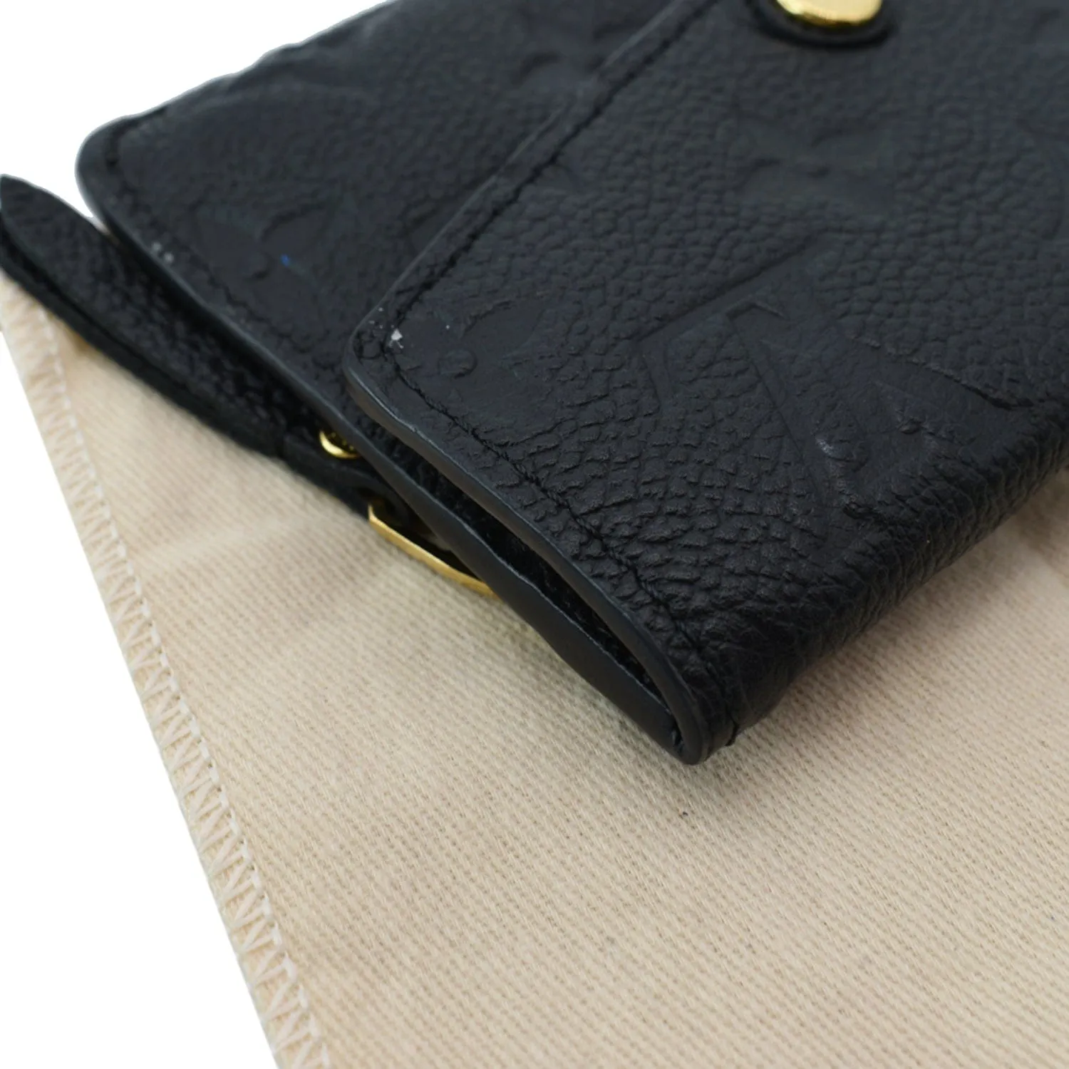 LOUIS VUITTON Key Pouch Empreinte Leather Wallet Noir