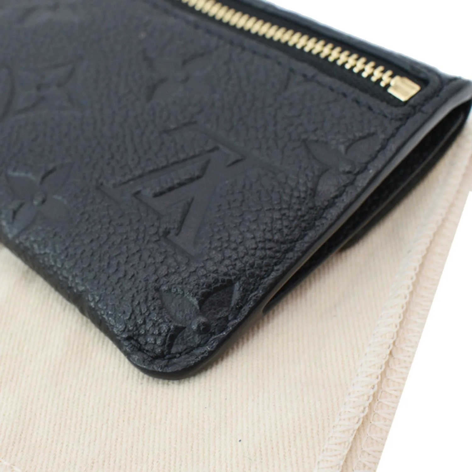 LOUIS VUITTON Key Pouch Empreinte Leather Wallet Noir