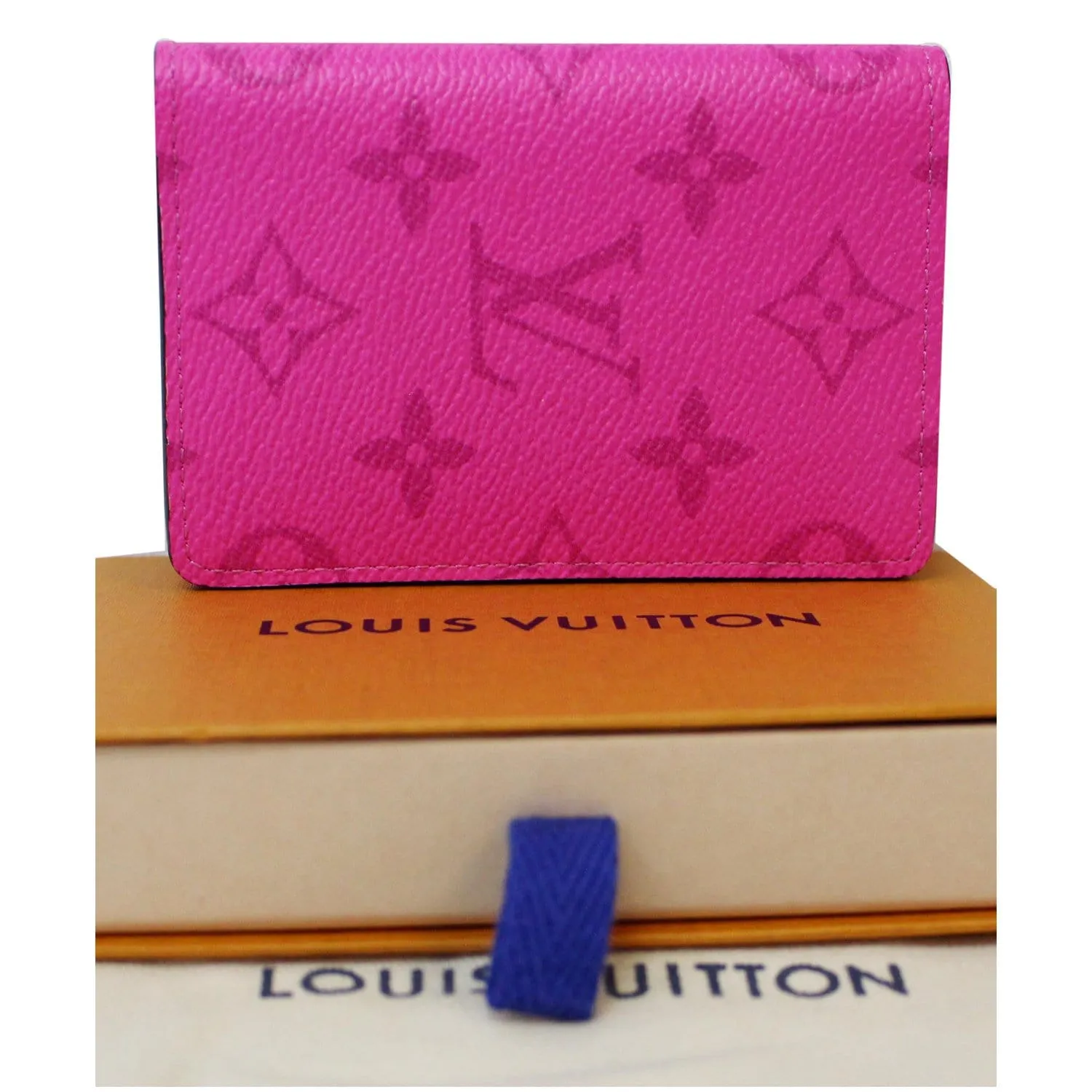 LOUIS VUITTON Monogram Taiga Leather Pocket Organizer Fuchsia