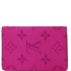LOUIS VUITTON Monogram Taiga Leather Pocket Organizer Fuchsia