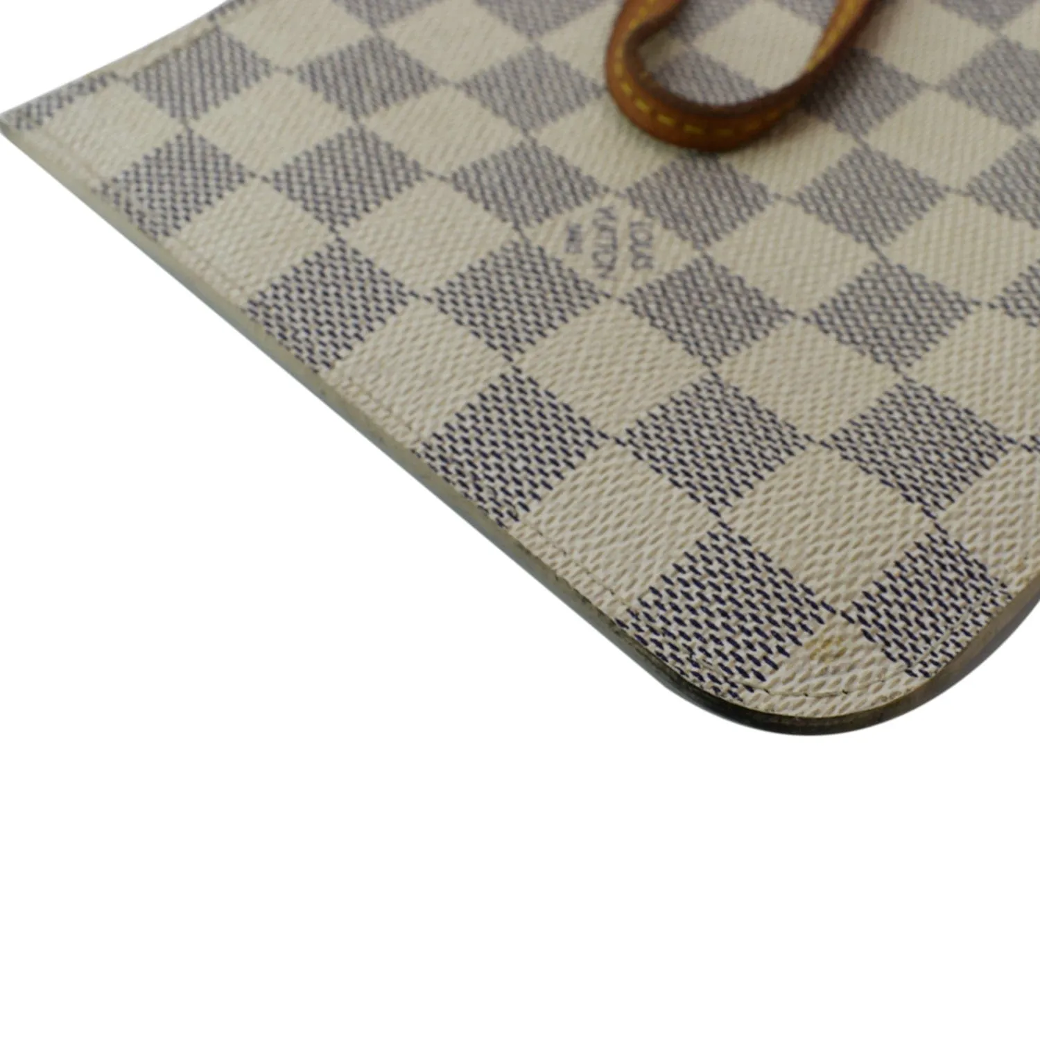 LOUIS VUITTON Neverfull  Damier Azur Pochette Wristlet Pouch White