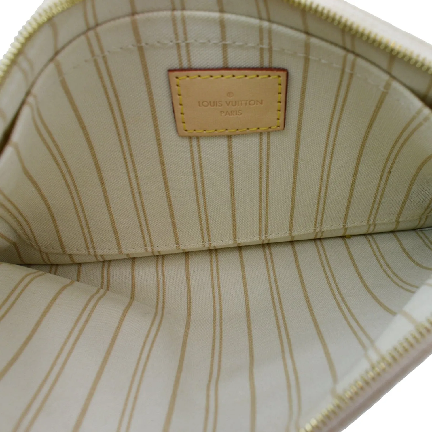 LOUIS VUITTON Neverfull  Damier Azur Pochette Wristlet Pouch White