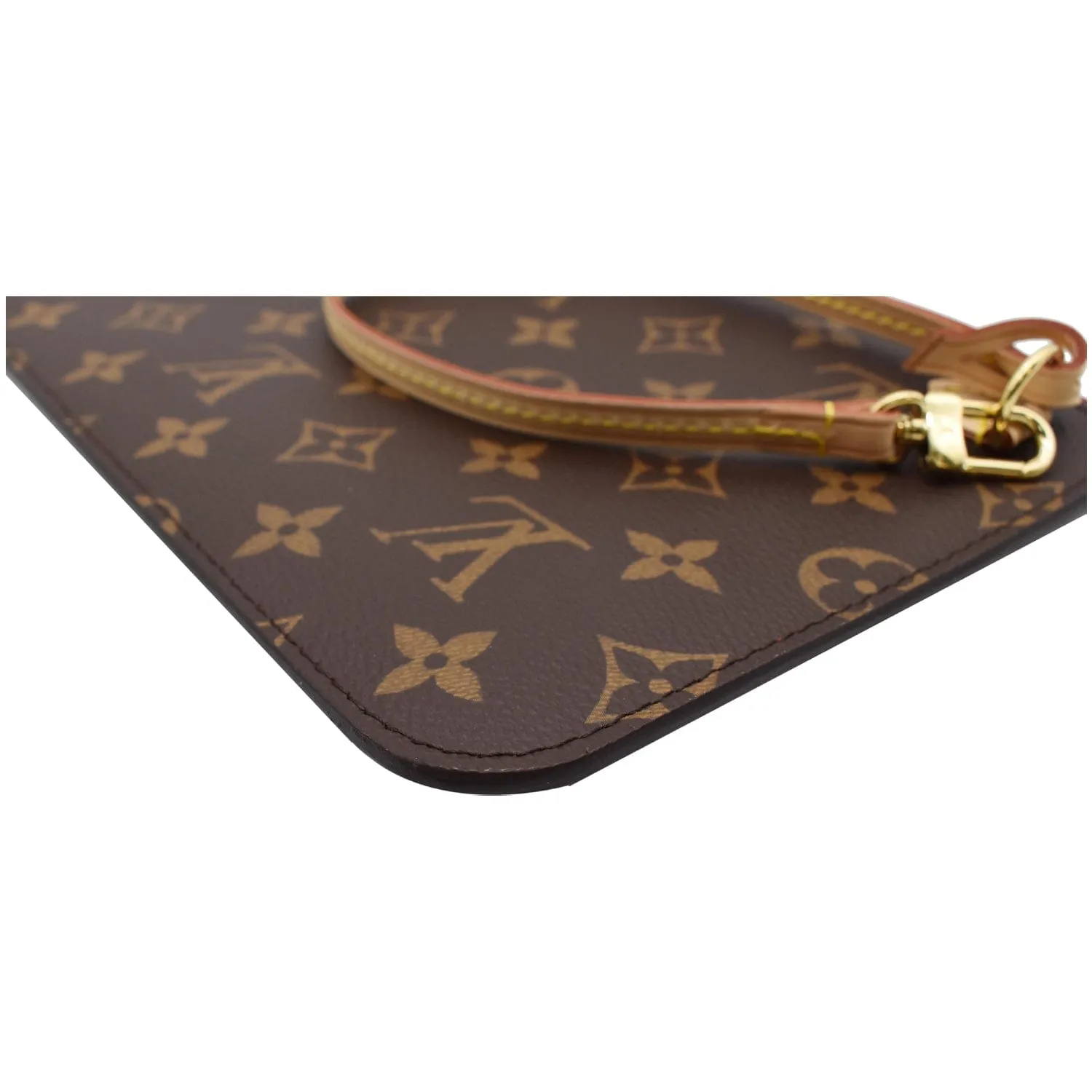 LOUIS VUITTON Neverfull MM Monogram Canvas Pochette Wristlet Pouch Brown