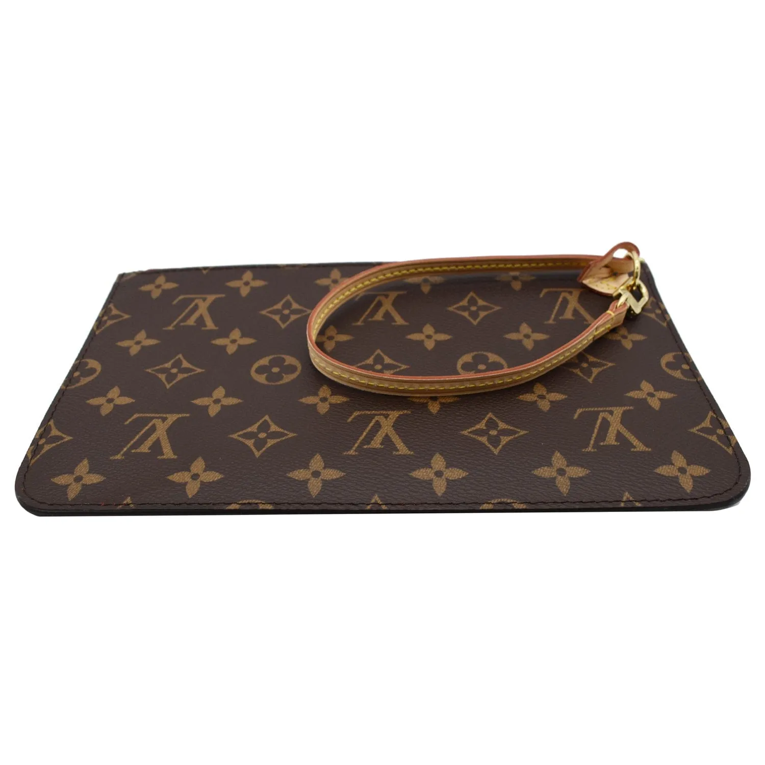 LOUIS VUITTON Neverfull MM Monogram Canvas Pochette Wristlet Pouch Brown