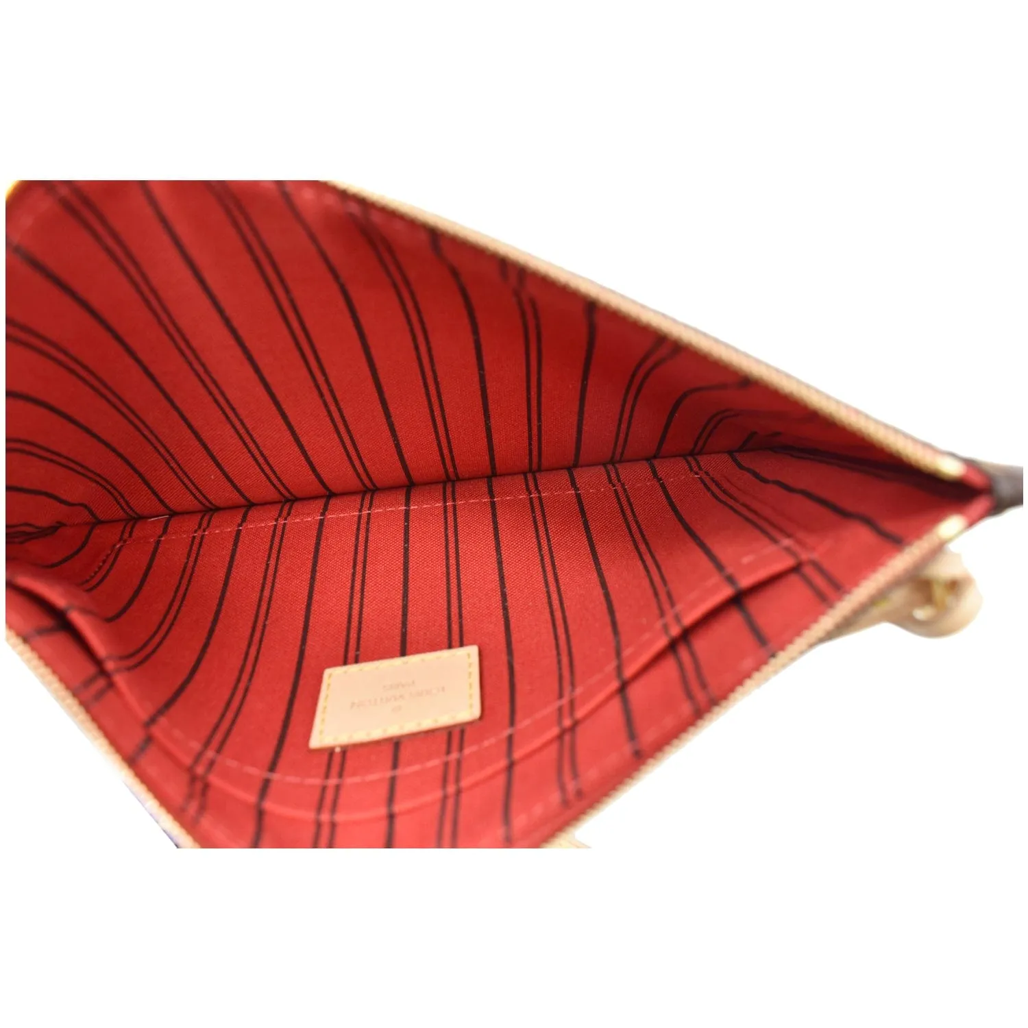 LOUIS VUITTON Neverfull MM Monogram Canvas Pochette Wristlet Pouch Brown