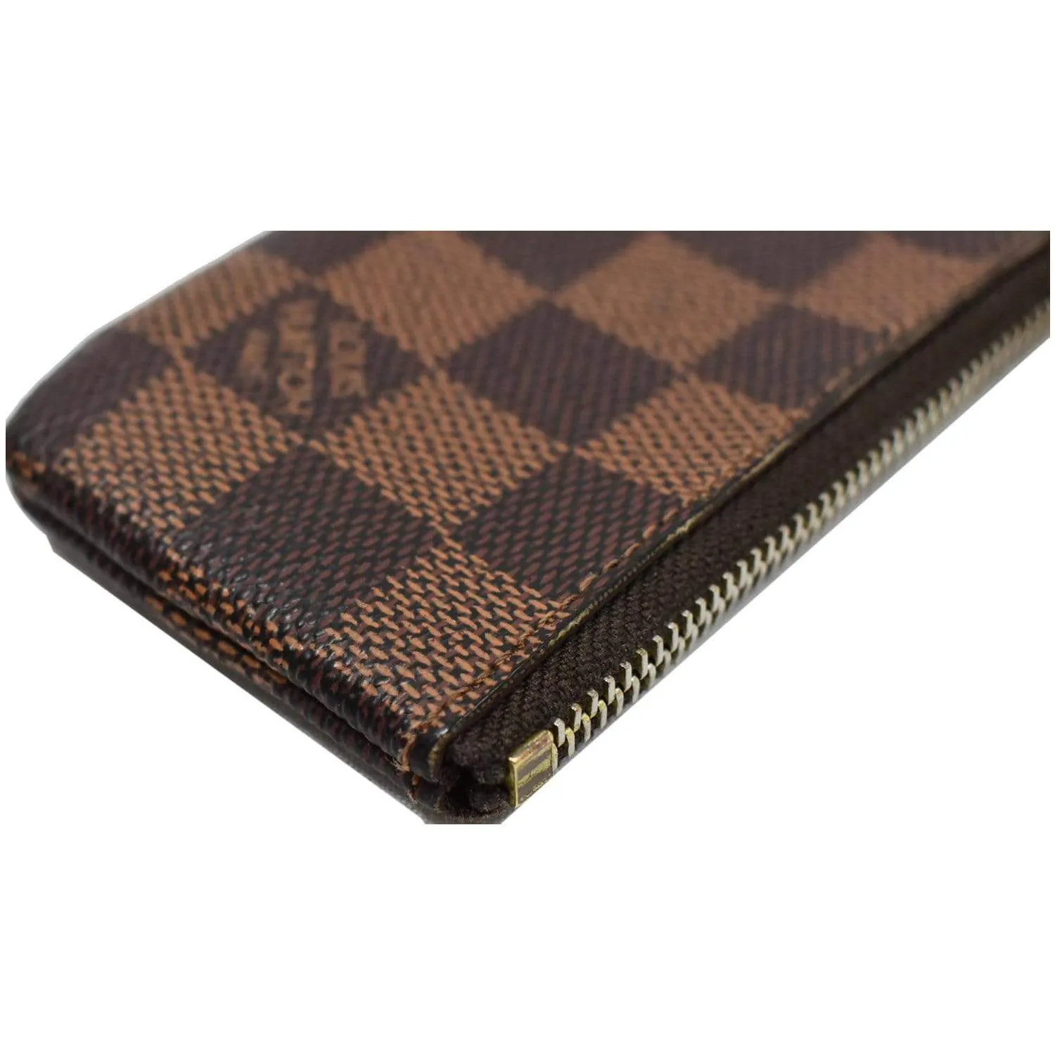 LOUIS VUITTON Pochette Key Cles Damier Ebene Coin Case Brown