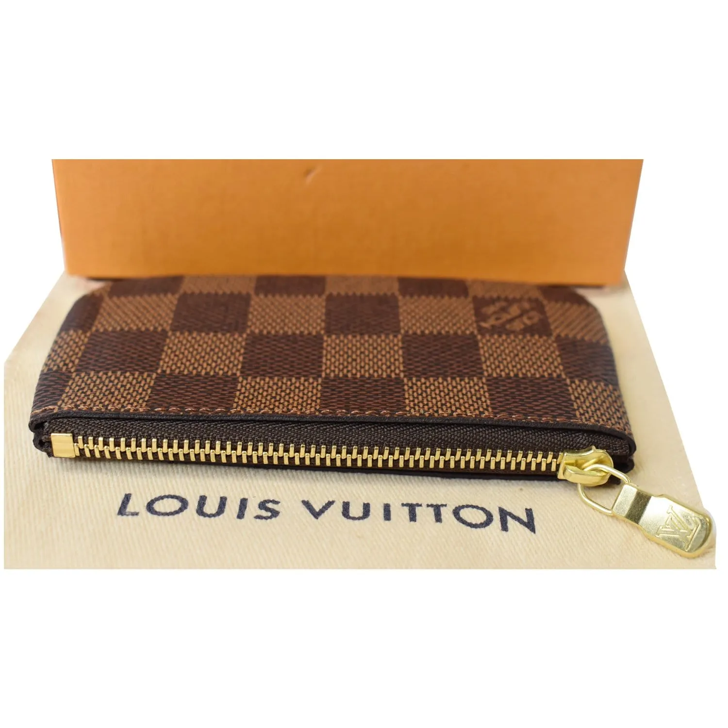 LOUIS VUITTON Pochette Key Cles Damier Ebene Coin Case Brown
