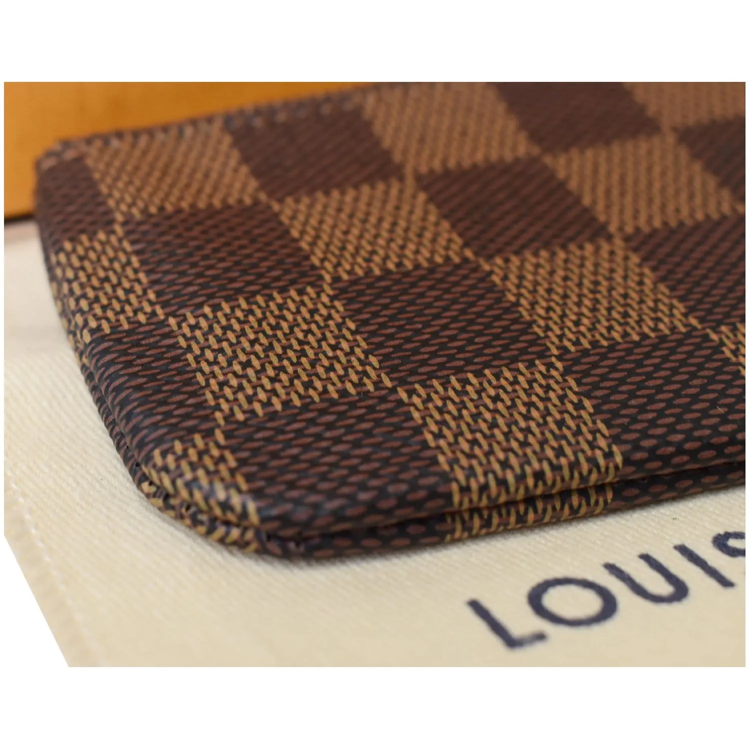 LOUIS VUITTON Pochette Key Cles Damier Ebene Coin Case Brown