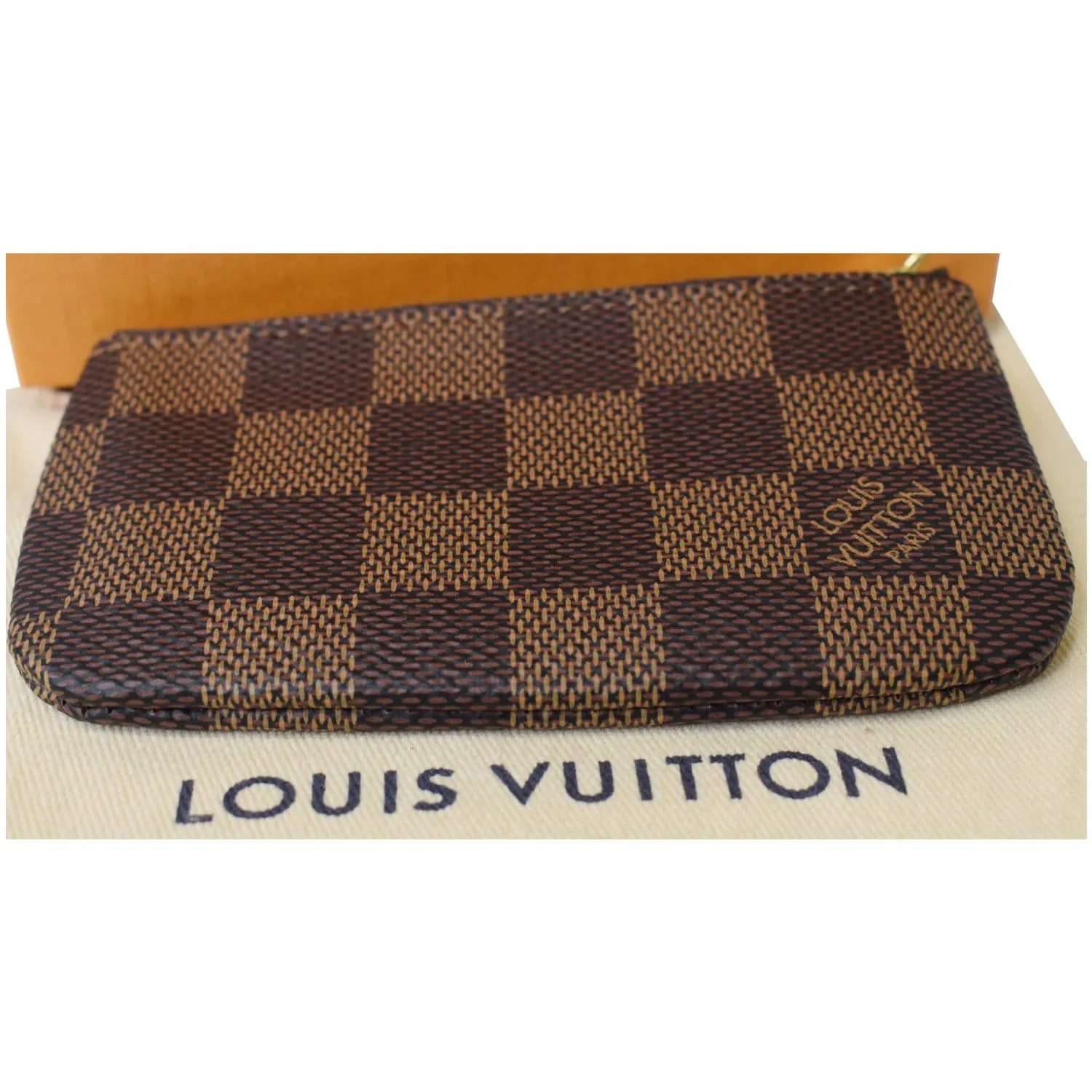LOUIS VUITTON Pochette Key Cles Damier Ebene Coin Case Brown