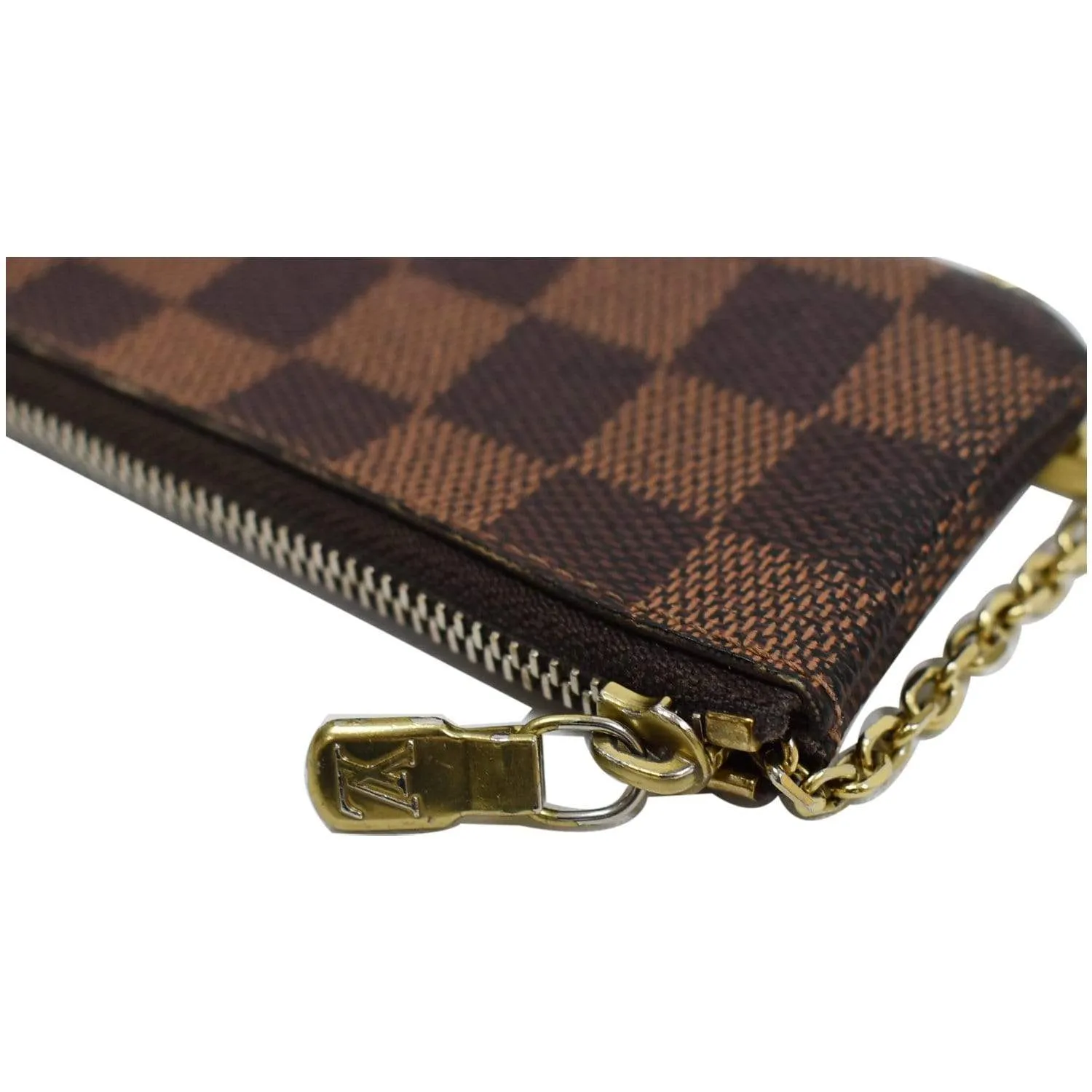 LOUIS VUITTON Pochette Key Cles Damier Ebene Coin Case Brown