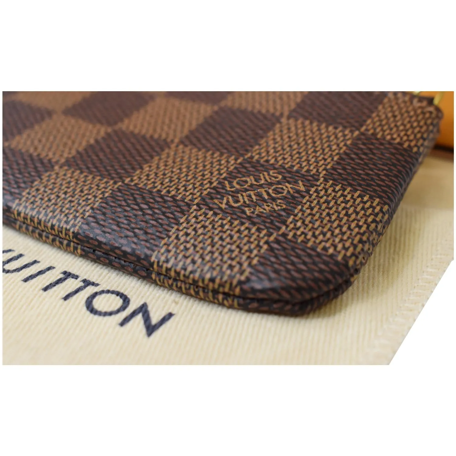 LOUIS VUITTON Pochette Key Cles Damier Ebene Coin Case Brown