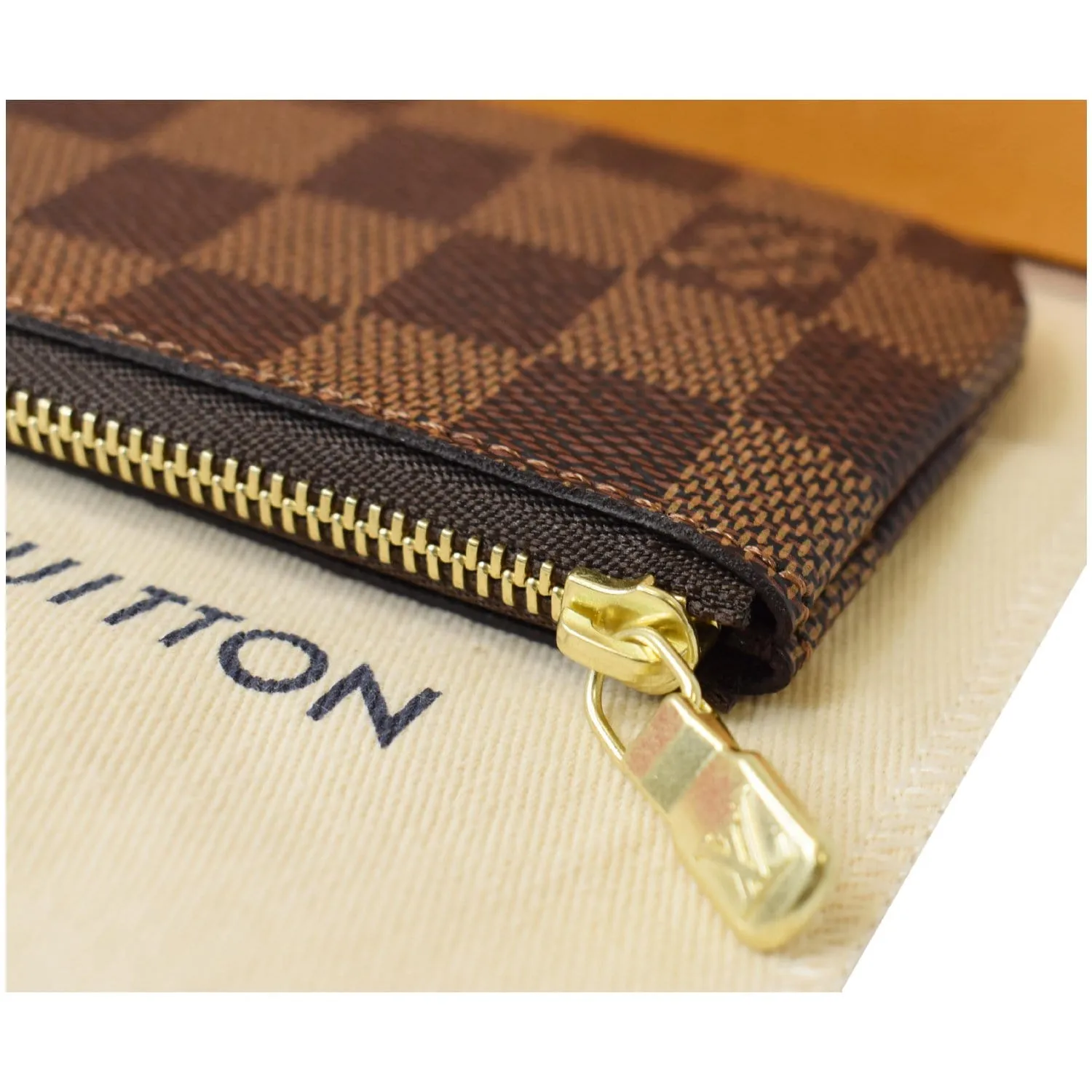 LOUIS VUITTON Pochette Key Cles Damier Ebene Coin Case Brown