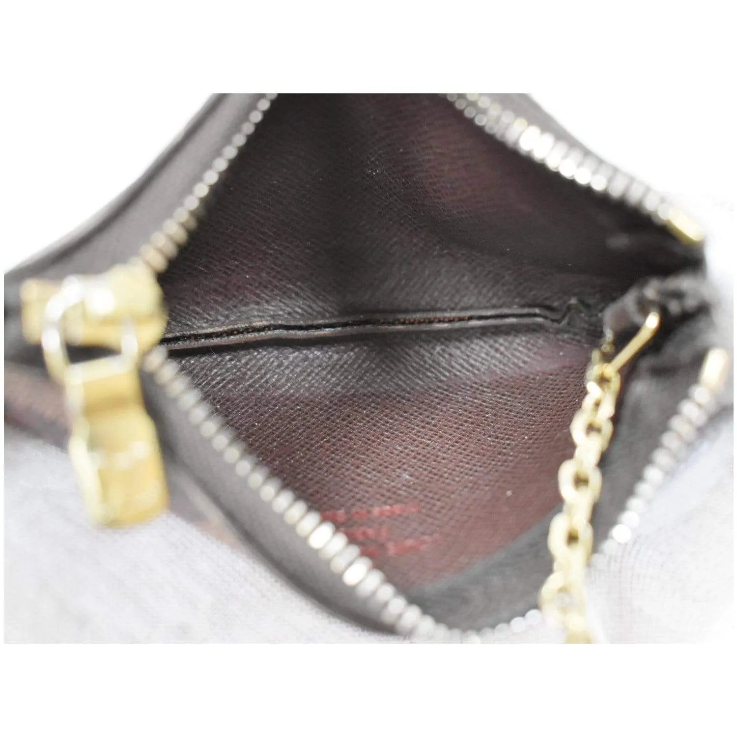 LOUIS VUITTON Pochette Key Cles Damier Ebene Coin Case Brown