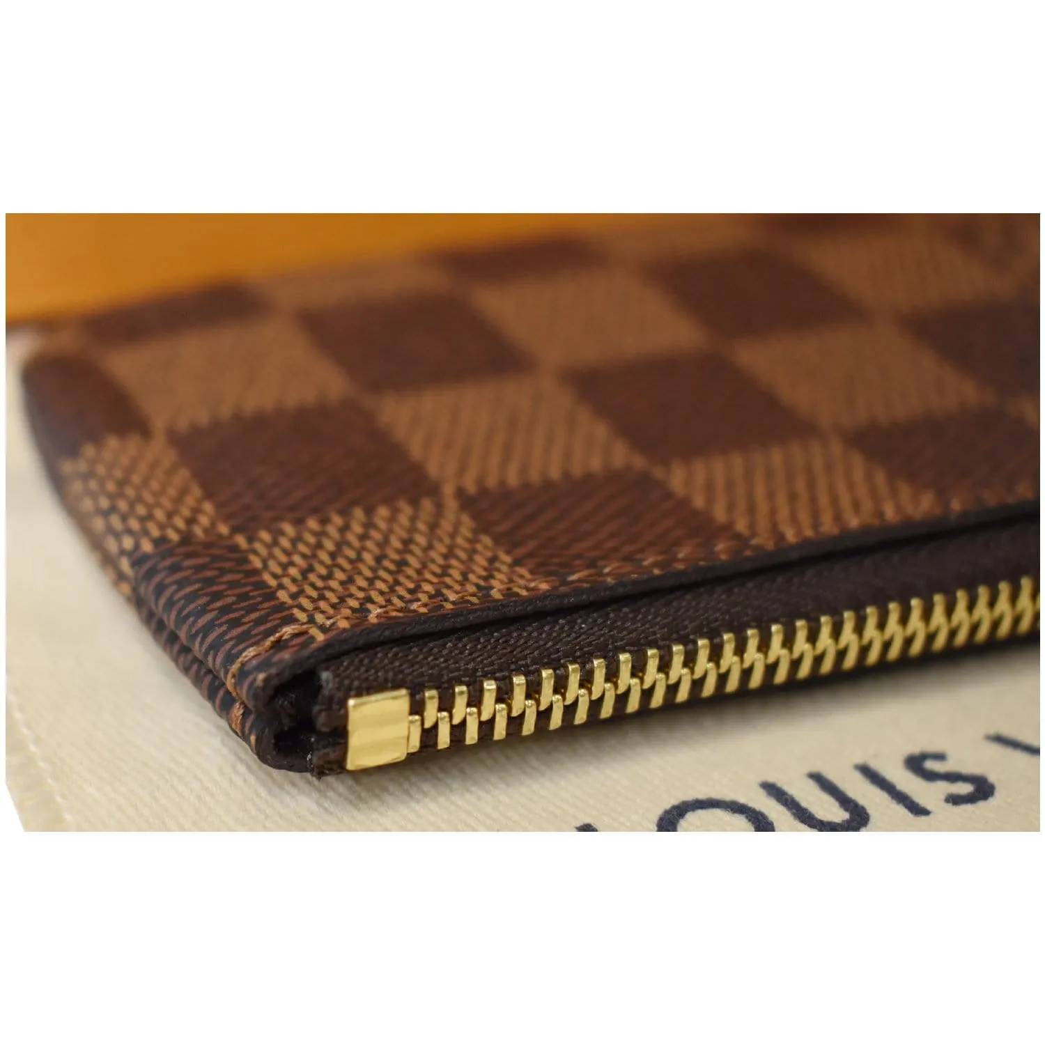 LOUIS VUITTON Pochette Key Cles Damier Ebene Coin Case Brown