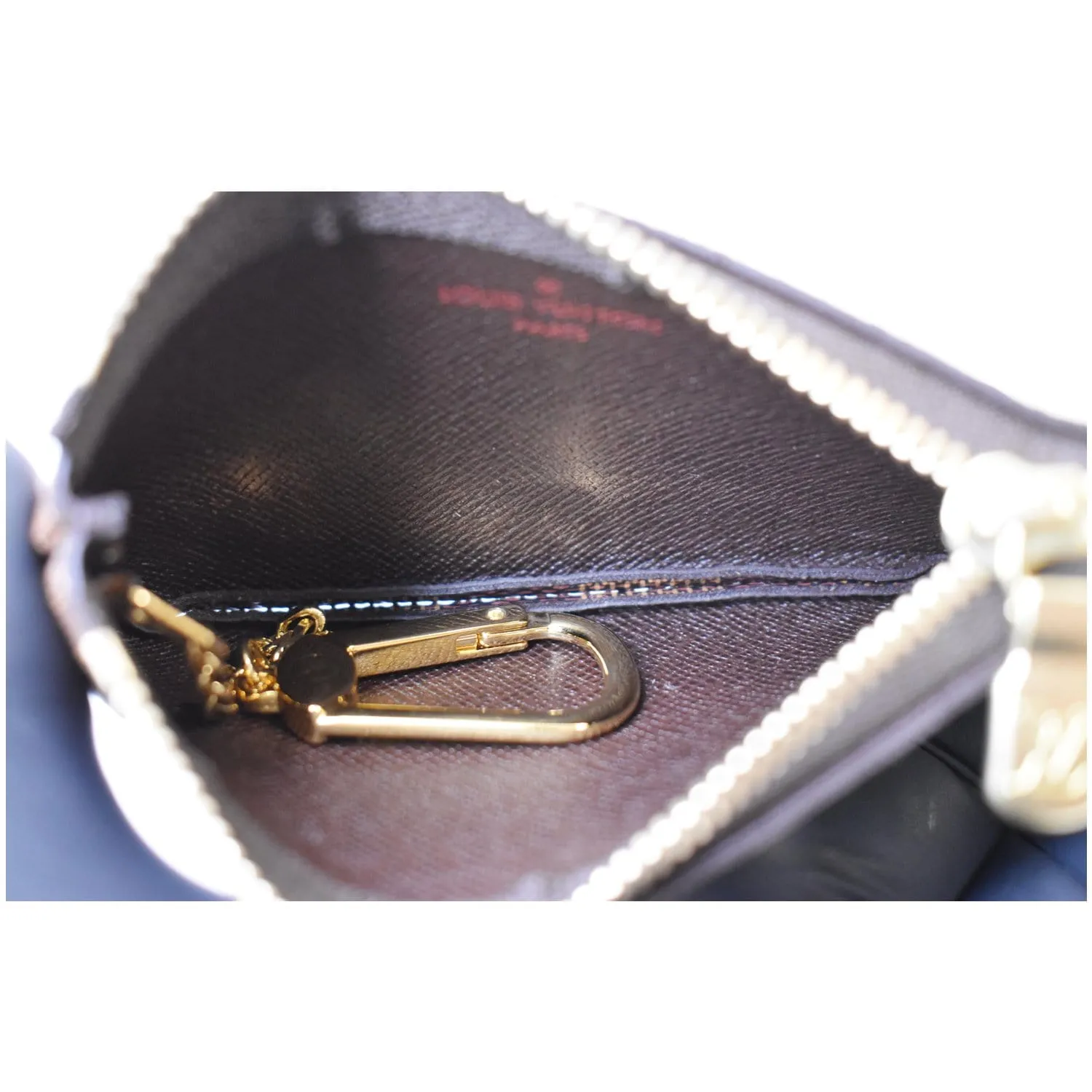 LOUIS VUITTON Pochette Key Cles Damier Ebene Coin Case Brown