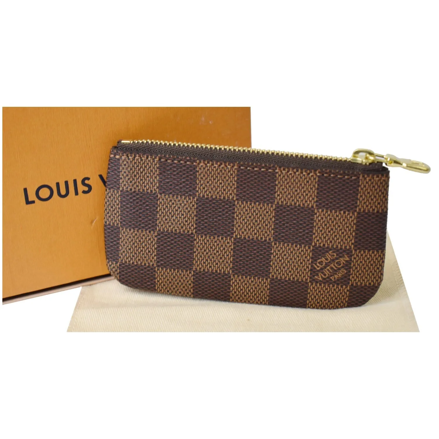 LOUIS VUITTON Pochette Key Cles Damier Ebene Coin Case Brown