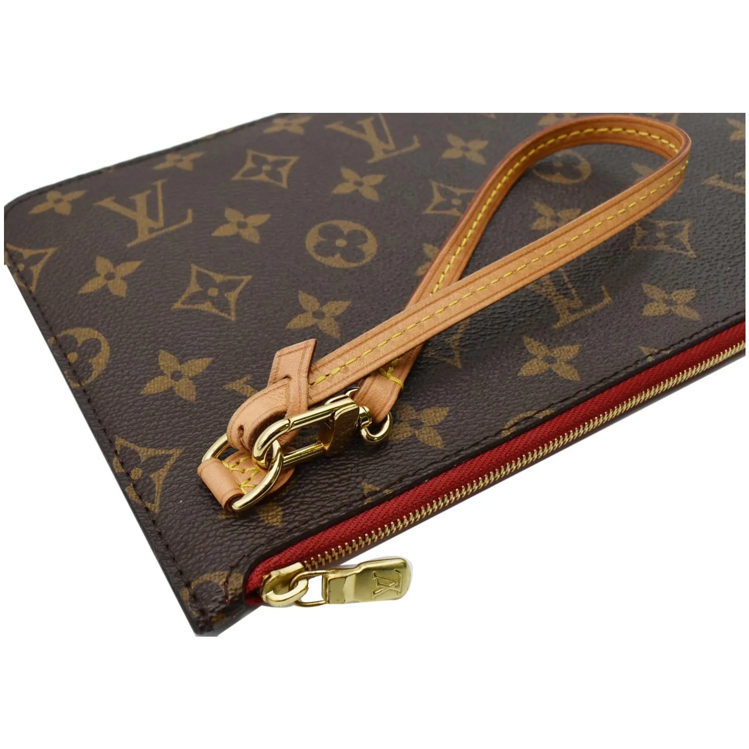 LOUIS VUITTON Pochette Wristlet Monogram Canvas Neverfull MM Brown
