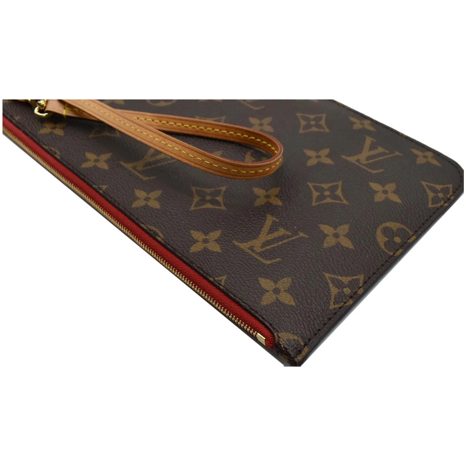 LOUIS VUITTON Pochette Wristlet Monogram Canvas Neverfull MM Brown
