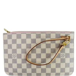 LOUIS VUITTON Pochette Wristlet Pouch Damier Azur Neverfull MM White