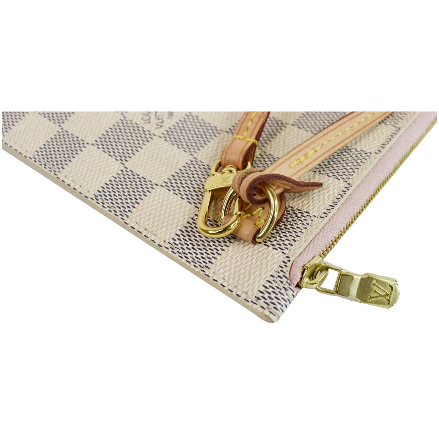 LOUIS VUITTON Pochette Wristlet Pouch Damier Azur Neverfull MM White