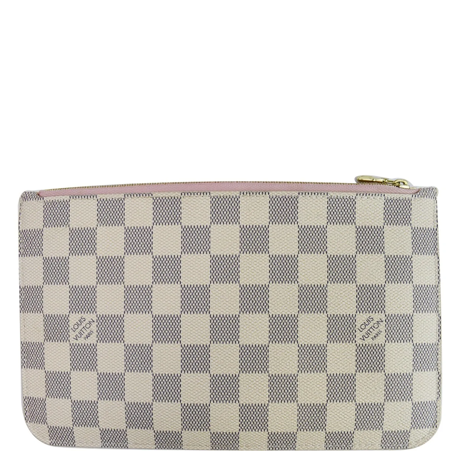 LOUIS VUITTON Pochette Wristlet Pouch Damier Azur Neverfull MM White