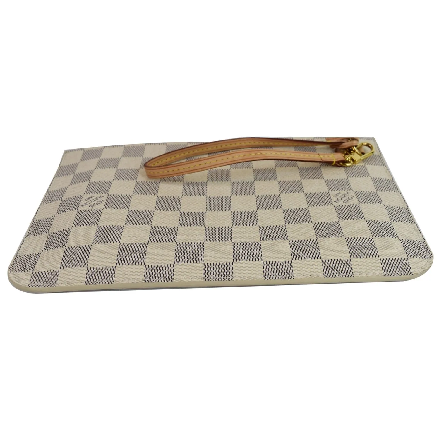 LOUIS VUITTON Pochette Wristlet Pouch Damier Azur Neverfull MM White