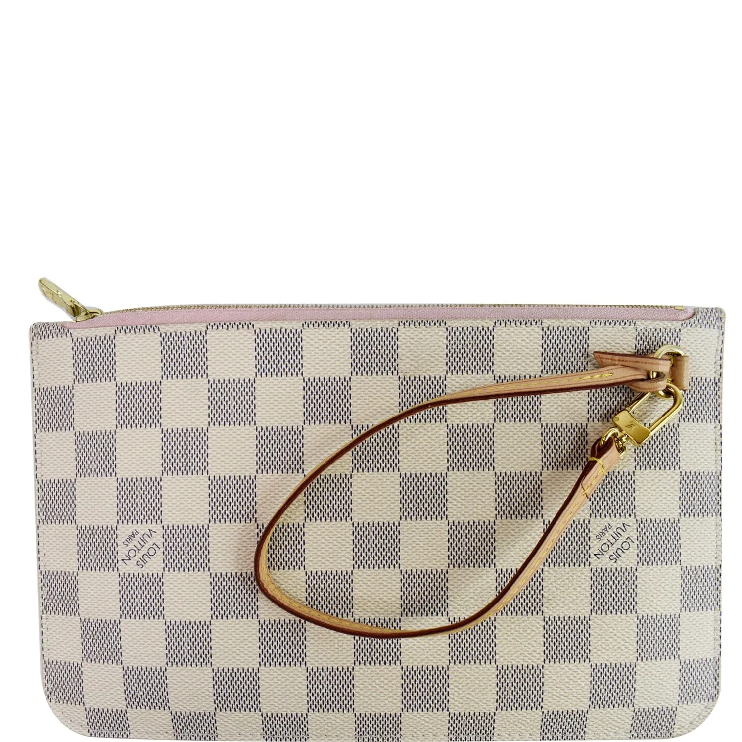 LOUIS VUITTON Pochette Wristlet Pouch Damier Azur Neverfull MM White
