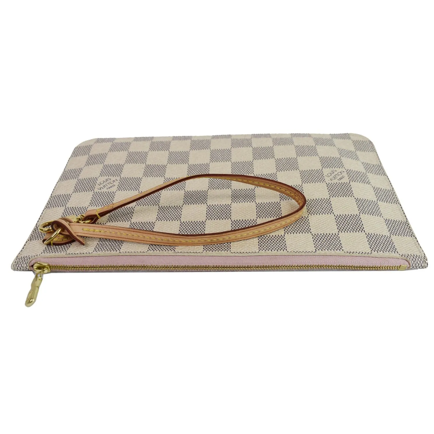 LOUIS VUITTON Pochette Wristlet Pouch Damier Azur Neverfull MM White