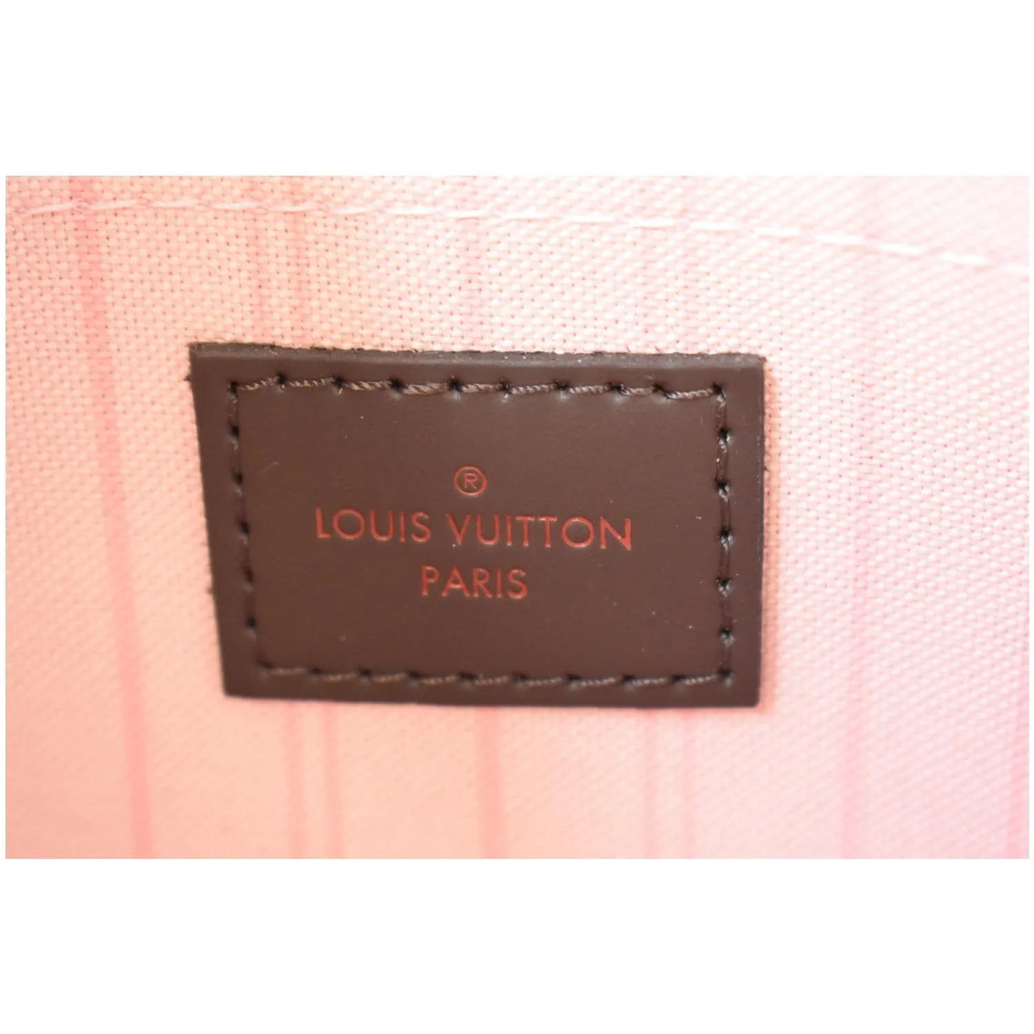 LOUIS VUITTON Pochette Wristlet Pouch Damier Ebene Neverfull GM Rose Ballerine