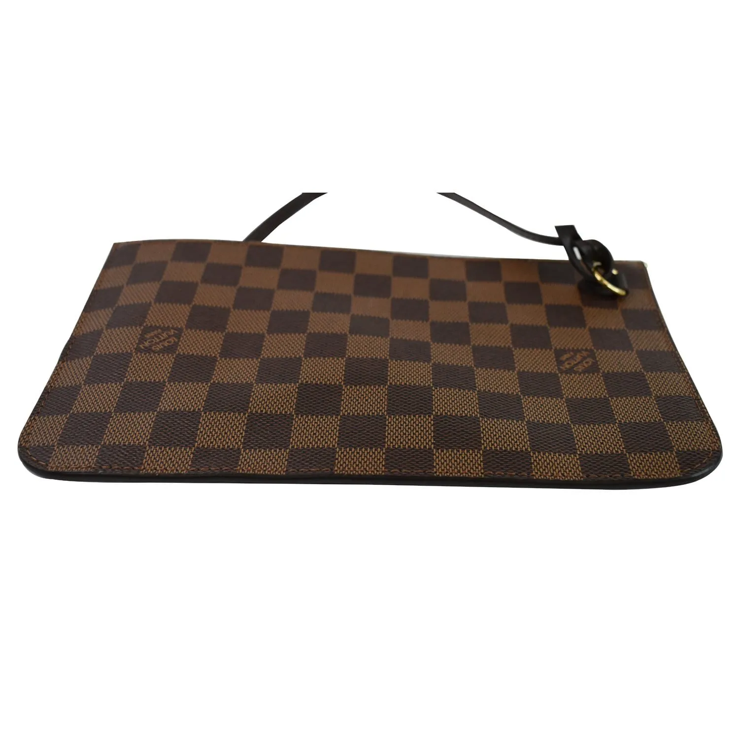 LOUIS VUITTON Pochette Wristlet Pouch Damier Ebene Neverfull GM Rose Ballerine