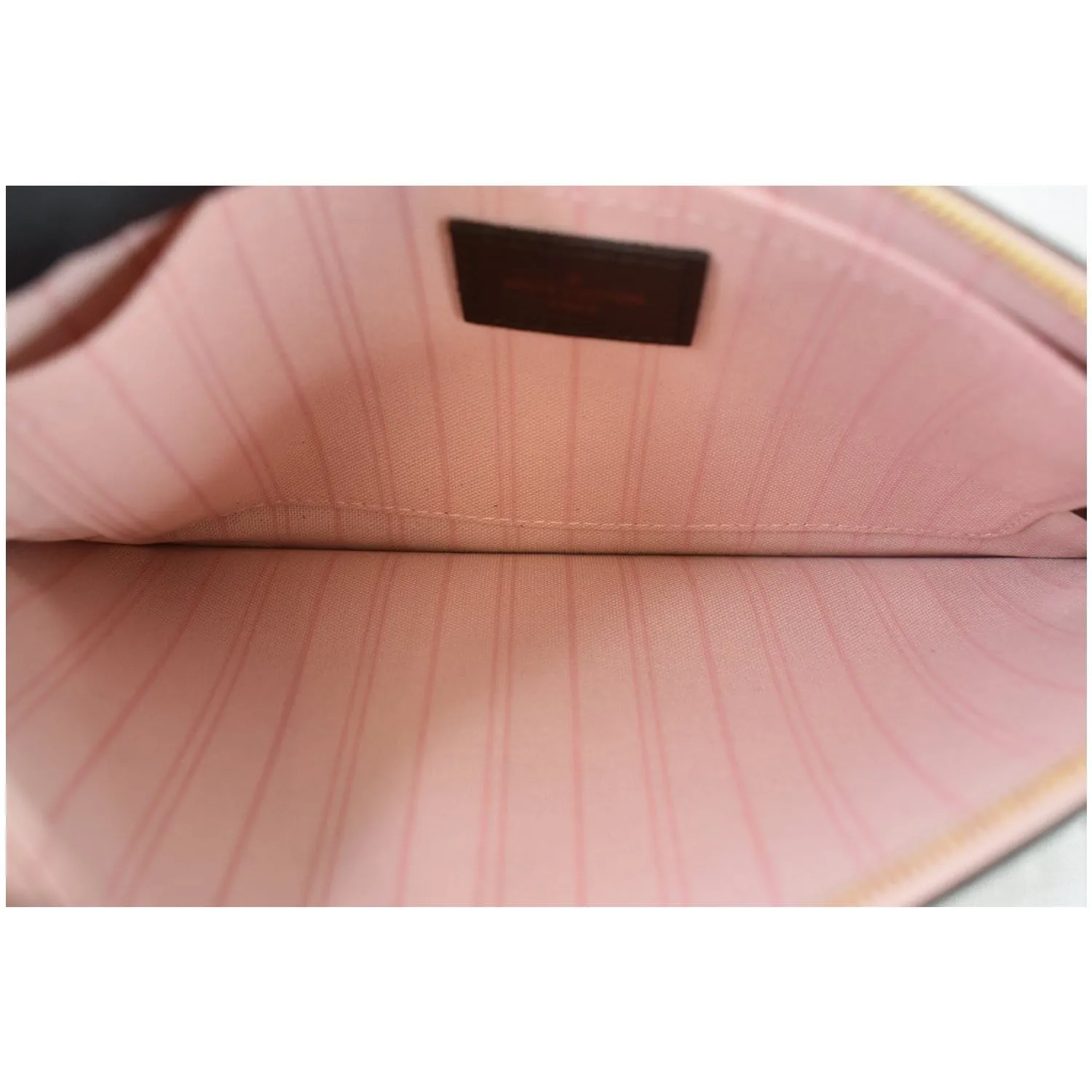 LOUIS VUITTON Pochette Wristlet Pouch Damier Ebene Neverfull GM Rose Ballerine