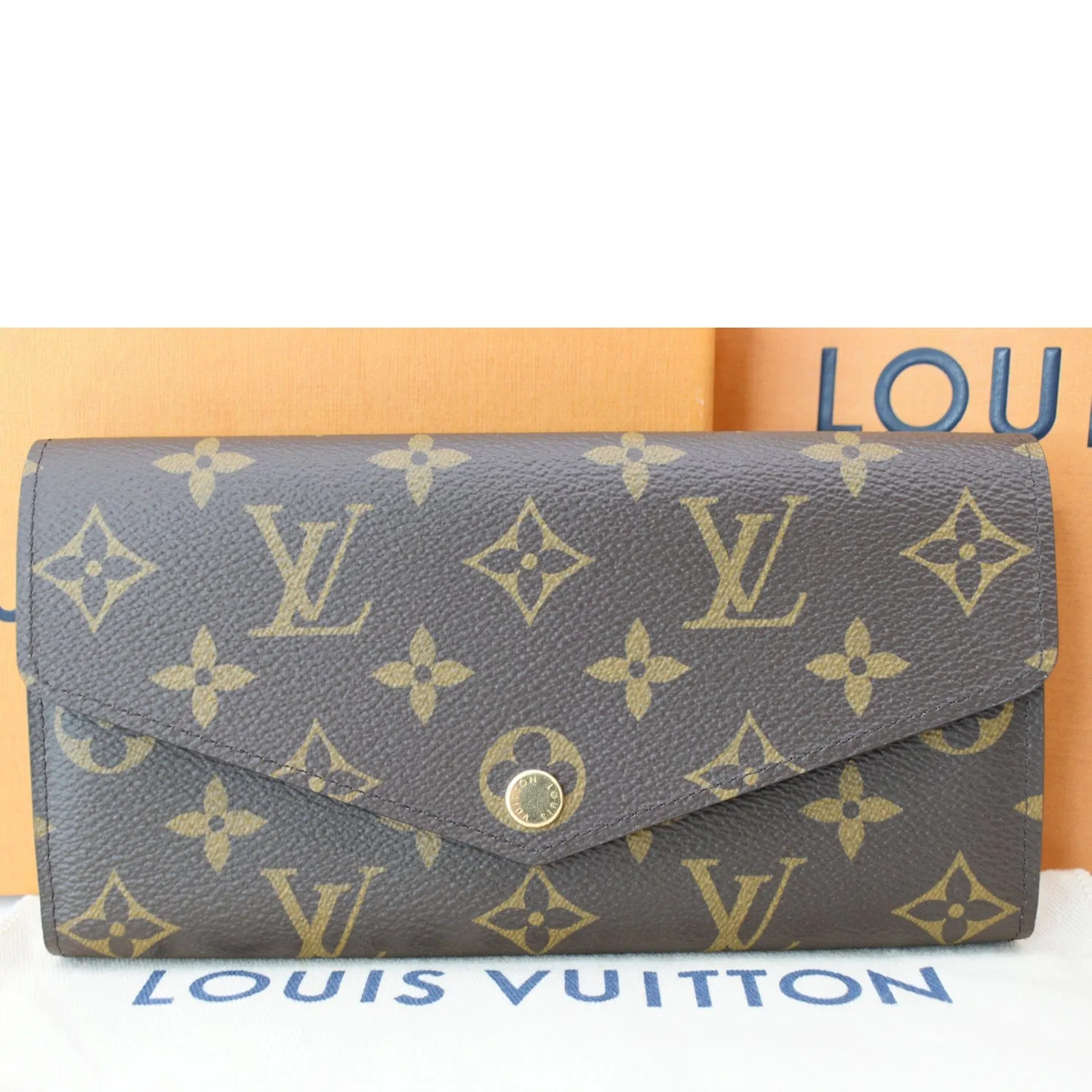 LOUIS VUITTON Sarah Monogram Canvas Wallet Brown