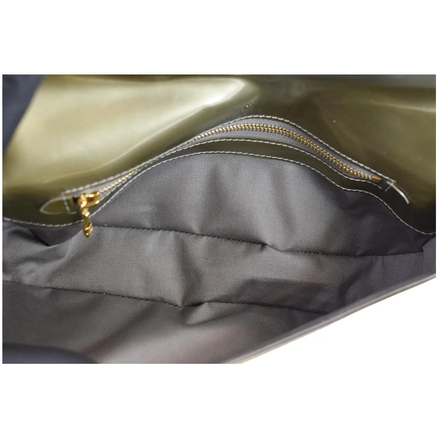 LOUIS VUITTON Sobe Pochette Vernis Leather Clutch Bag Khaki Green - Last Call